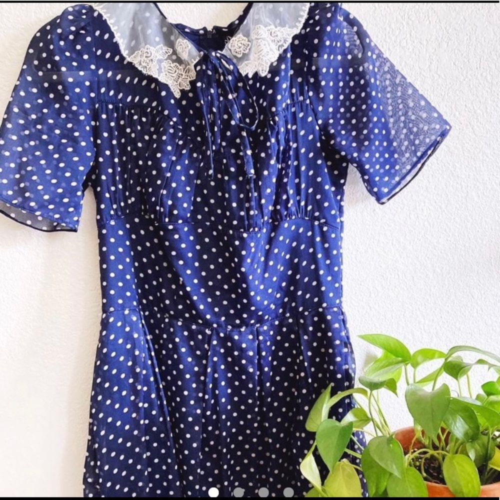 HellBunny navy collar Polka dot Pinup dress